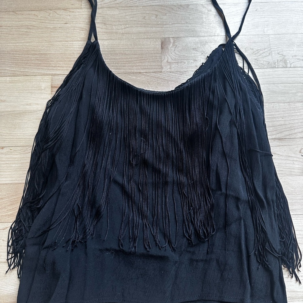 Black Fringe Tank Top